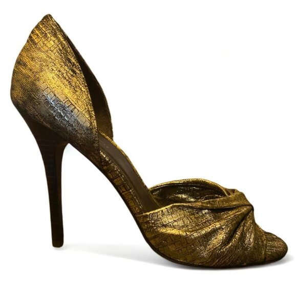 Elizabeth and James Shoes - VINTAGE- ELIZABETH AND JAMES GOLD OCEAN HEELS SIZE - 10 -MSRP $295